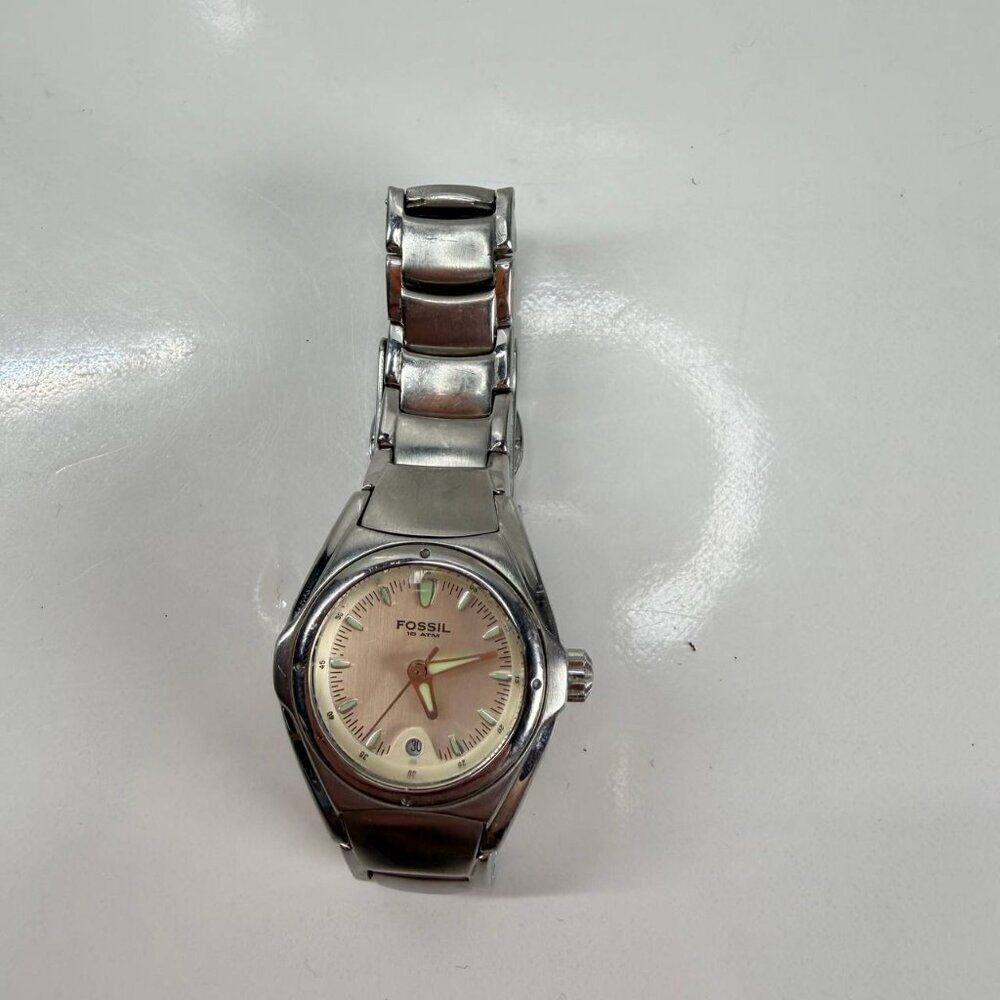 Fossil Stainless Steel Watch – 10 ATM – Date Display
